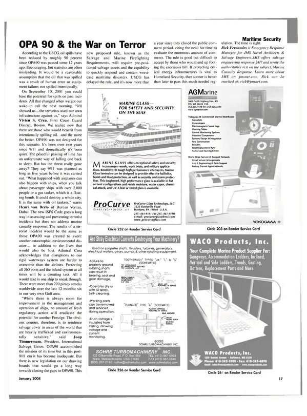 Maritime Reporter Magazine, page 17,  Jan 2004