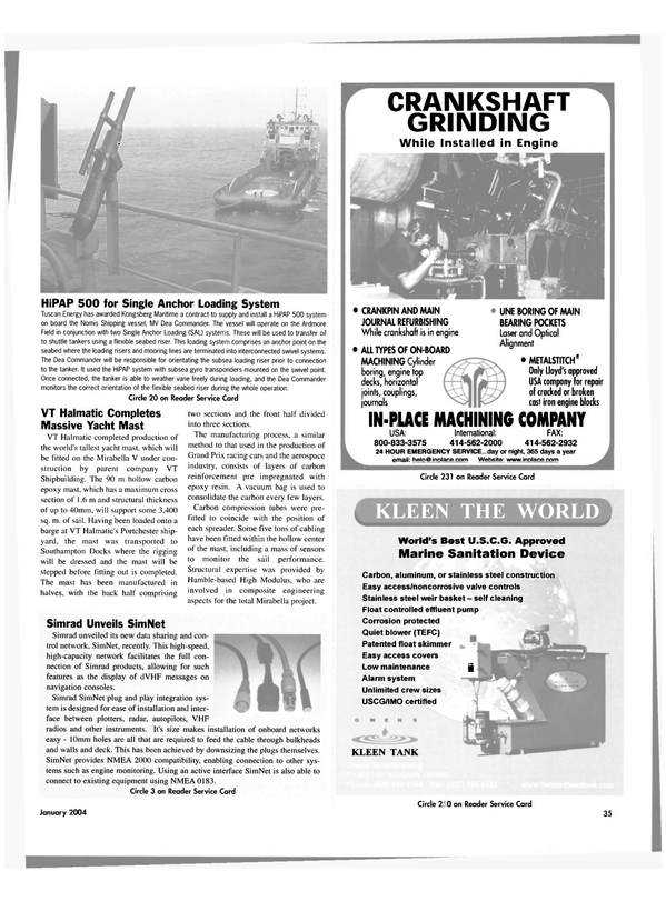 Maritime Reporter Magazine, page 35,  Jan 2004