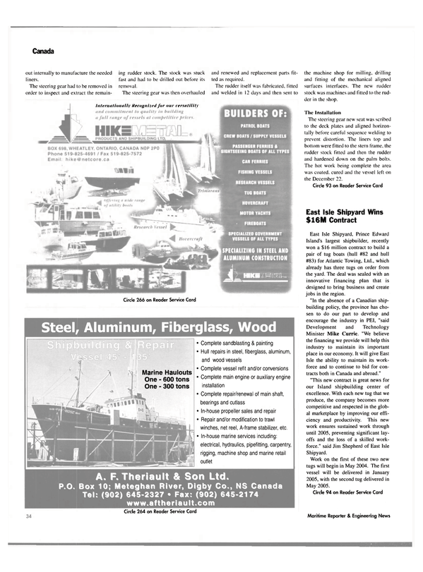 Maritime Reporter Magazine, page 39,  Feb 2004