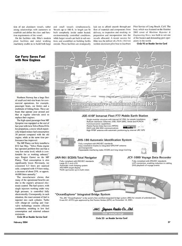 Maritime Reporter Magazine, page 42,  Feb 2004