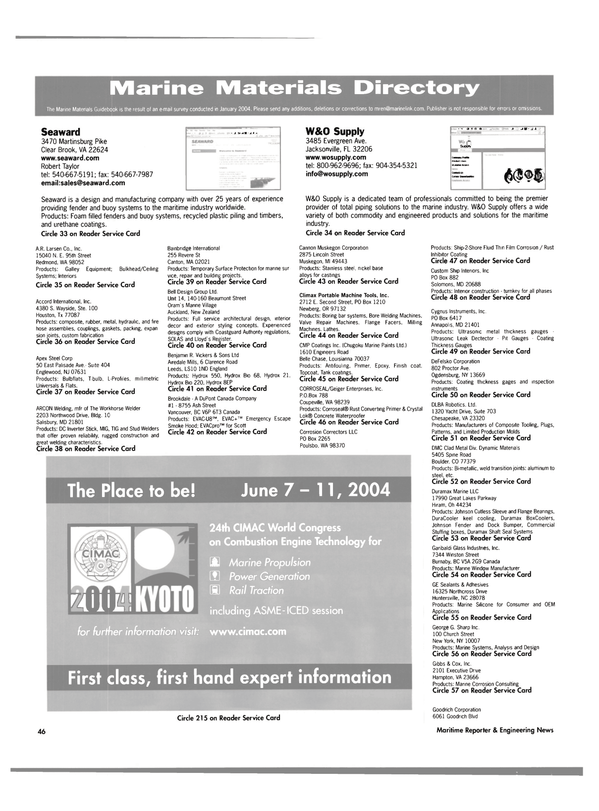 Maritime Reporter Magazine, page 51,  Feb 2004