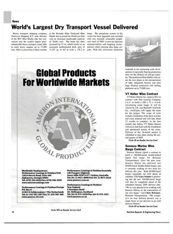 Maritime Reporter Magazine, page 10,  Mar 2004