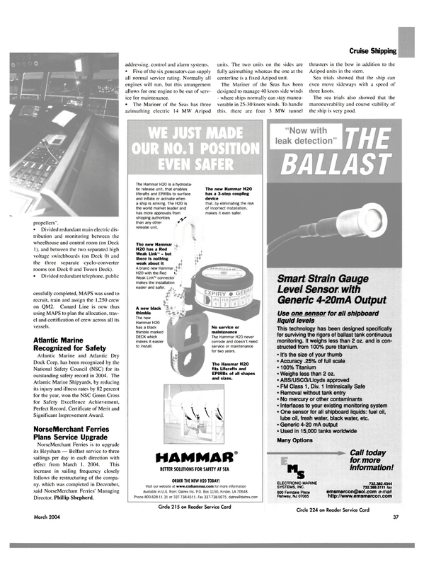 Maritime Reporter Magazine, page 37,  Mar 2004