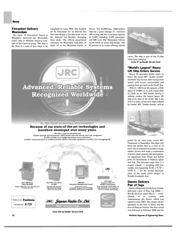 Maritime Reporter Magazine, page 10,  May 2004