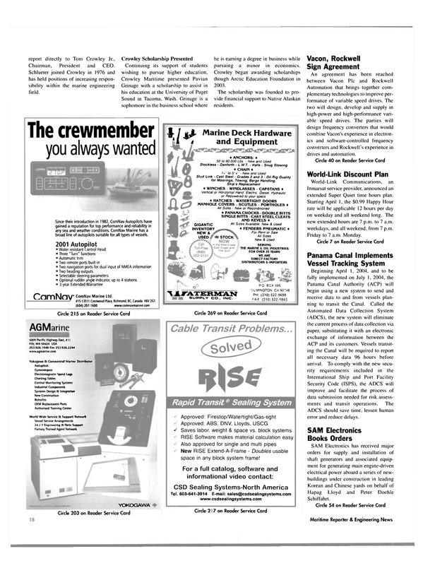 Maritime Reporter Magazine, page 20,  May 2004