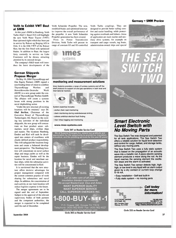 Maritime Reporter Magazine, page 38,  Sep 2004