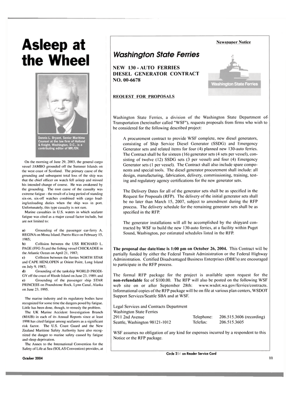 Maritime Reporter Magazine, page 11,  Oct 2004