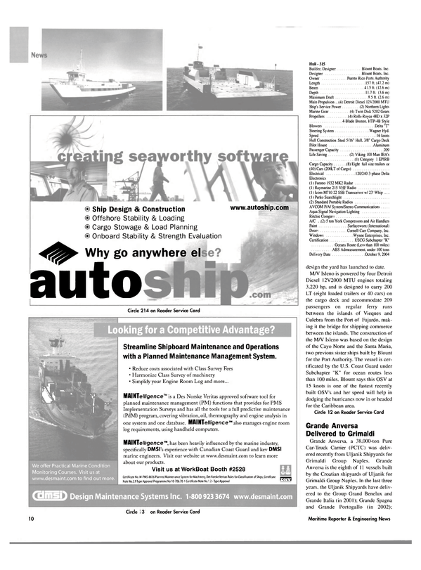 Maritime Reporter Magazine, page 10,  Nov 2004