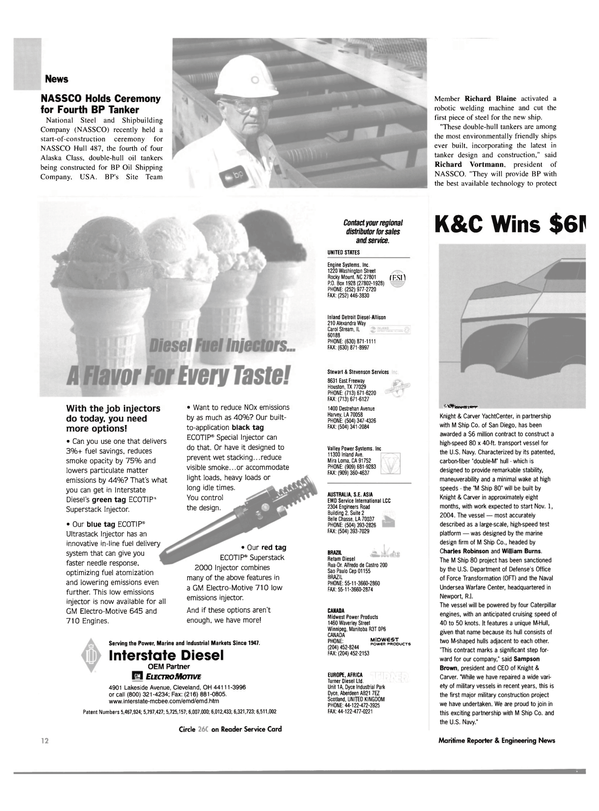 Maritime Reporter Magazine, page 12,  Nov 2004