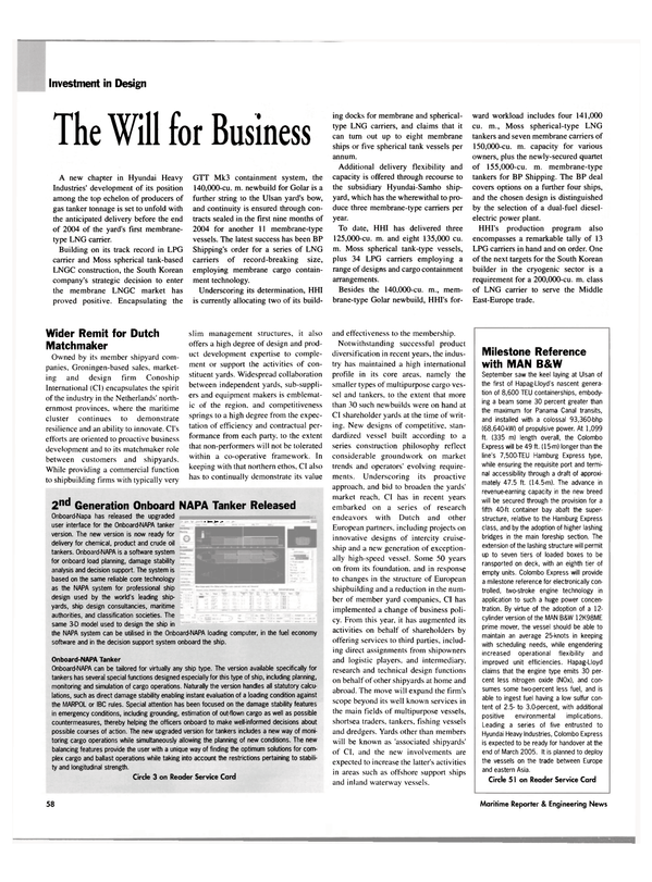 Maritime Reporter Magazine, page 58,  Nov 2004