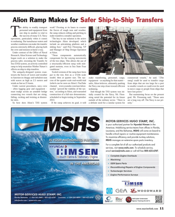 Maritime Reporter Magazine, page 11,  Aug 2013