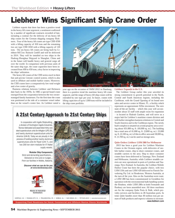 Maritime Reporter Magazine, page 54,  Sep 2013