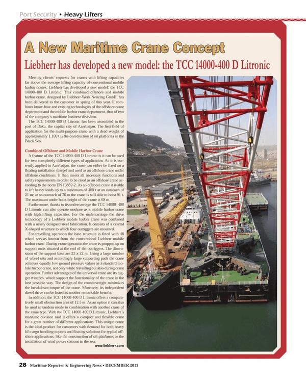 Maritime Reporter Magazine, page 28,  Dec 2013