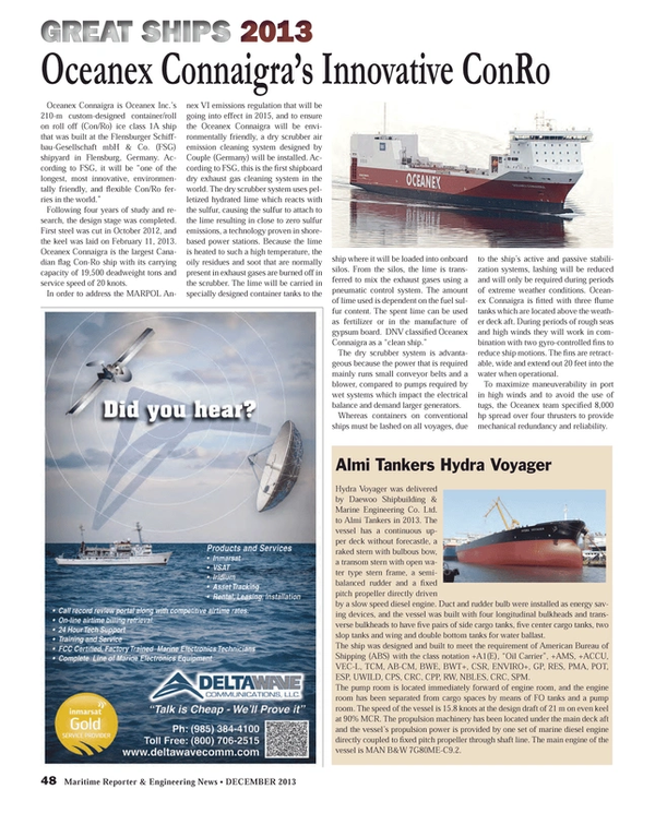 Maritime Reporter Magazine, page 48,  Dec 2013