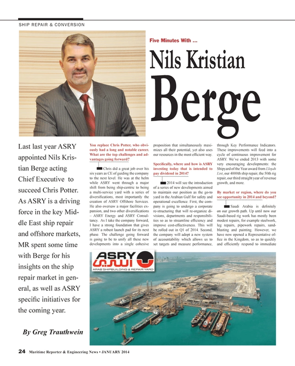 Maritime Reporter Magazine, page 24,  Jan 2014