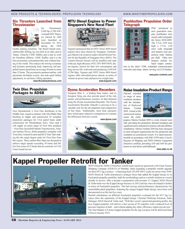 Maritime Reporter Magazine, page 58,  Jan 2014