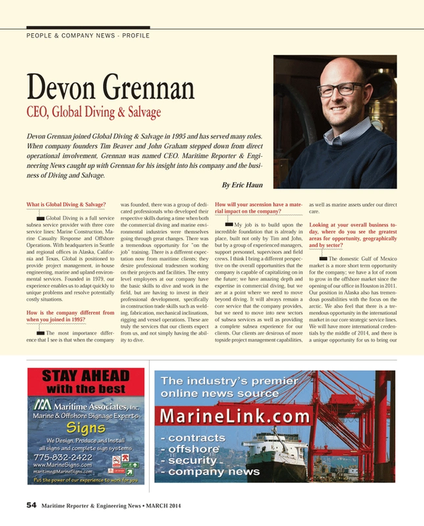 Maritime Reporter Magazine, page 54,  Mar 2014