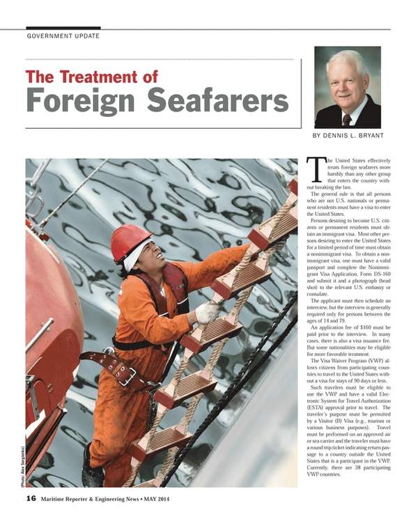 Maritime Reporter Magazine, page 16,  May 2014