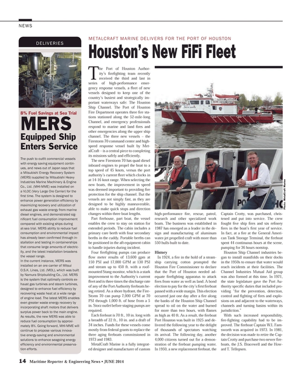 Maritime Reporter Magazine, page 14,  Jun 2014