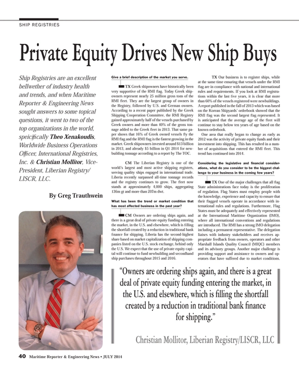 Maritime Reporter Magazine, page 40,  Jul 2014