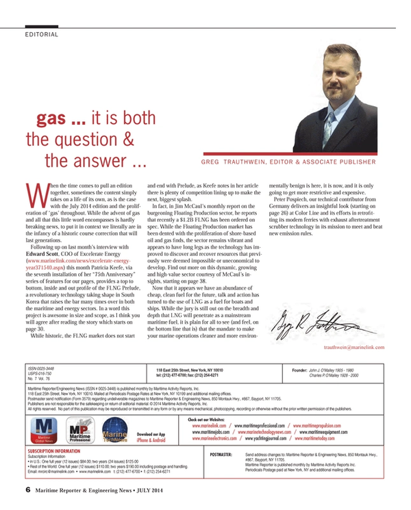 Maritime Reporter Magazine, page 6,  Jul 2014