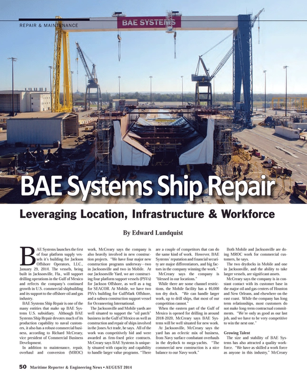 Maritime Reporter Magazine, page 50,  Aug 2014