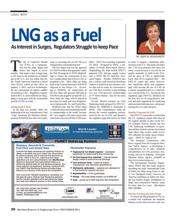 Maritime Reporter Magazine, page 20,  Dec 2014