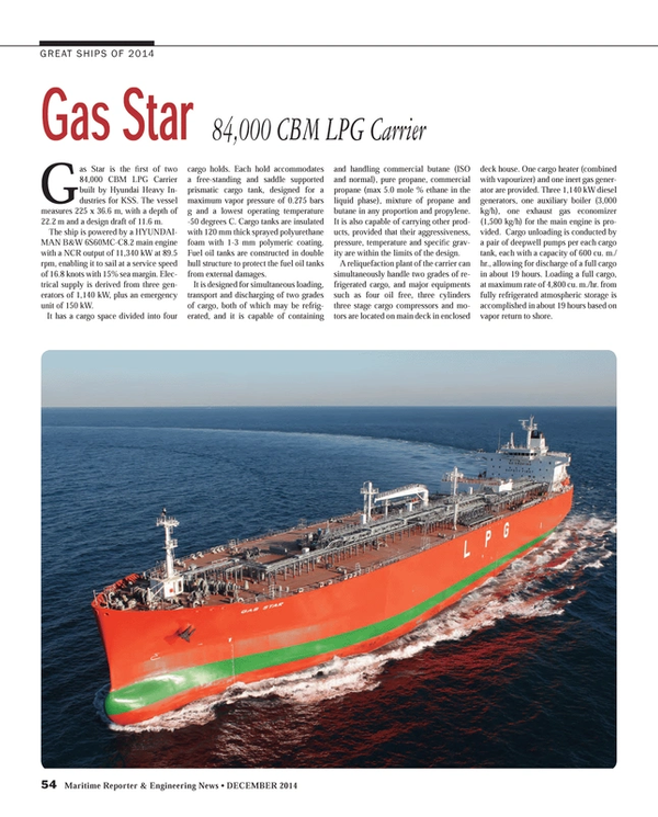 Maritime Reporter Magazine, page 54,  Dec 2014