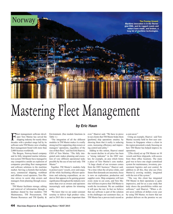 Maritime Reporter Magazine, page 44,  May 2015