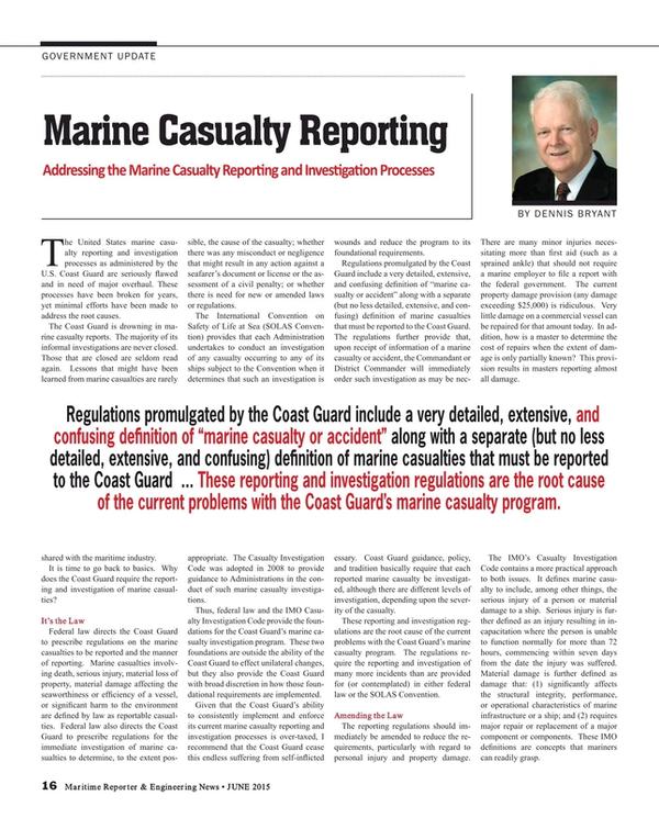 Maritime Reporter Magazine, page 16,  Jun 2015