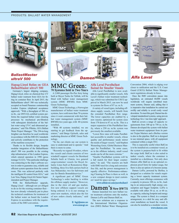 Maritime Reporter Magazine, page 82,  Aug 2015