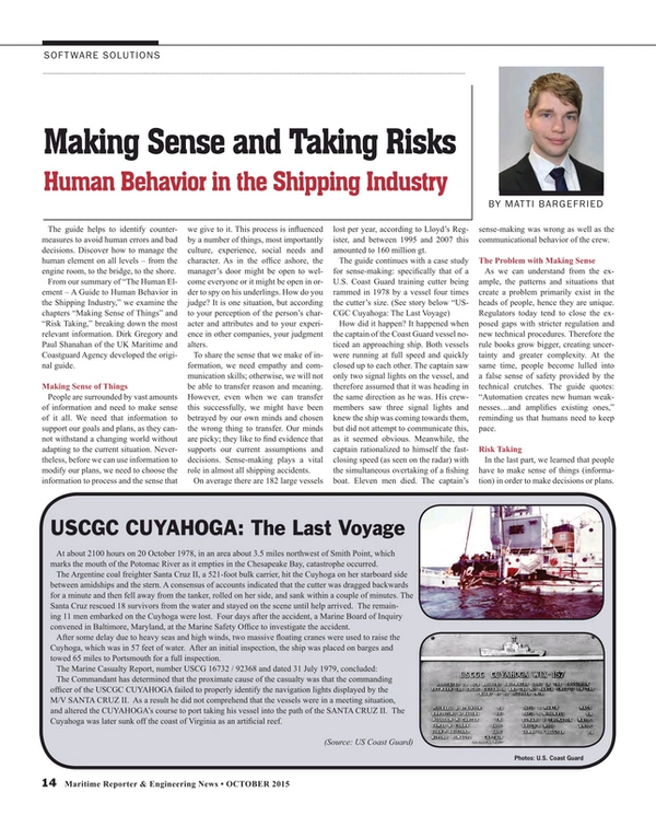 Maritime Reporter Magazine, page 14,  Oct 2015