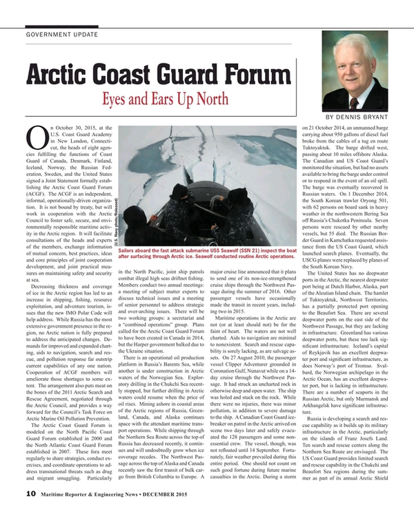 Maritime Reporter Magazine, page 10,  Dec 2015