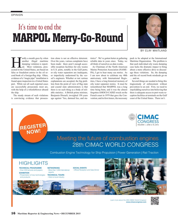 Maritime Reporter Magazine, page 16,  Dec 2015