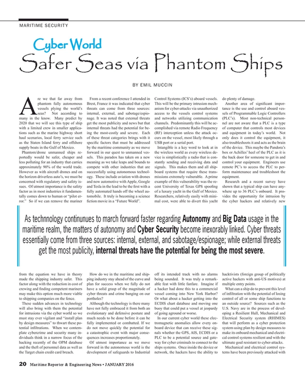 Maritime Reporter Magazine, page 20,  Jan 2016