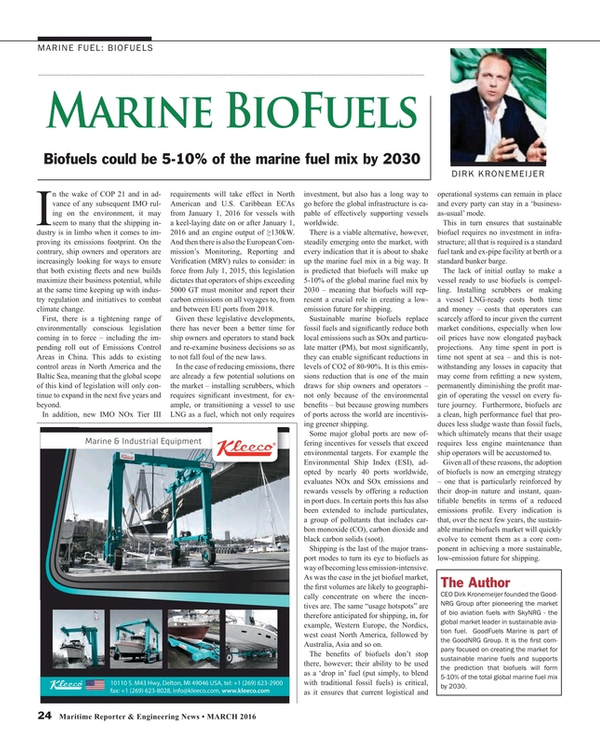 Maritime Reporter Magazine, page 24,  Mar 2016