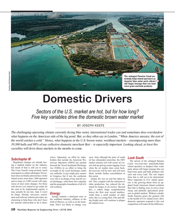 Maritime Reporter Magazine, page 10,  Jun 2016