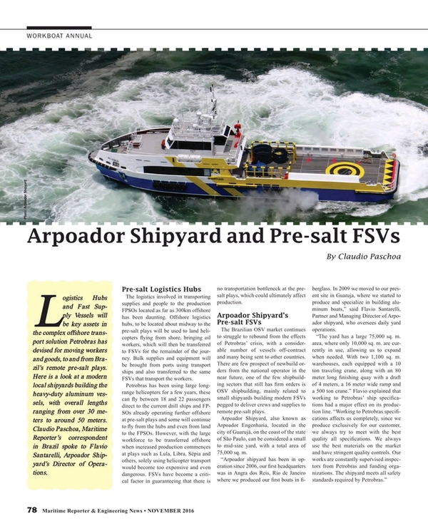 Maritime Reporter Magazine, page 78,  Nov 2016