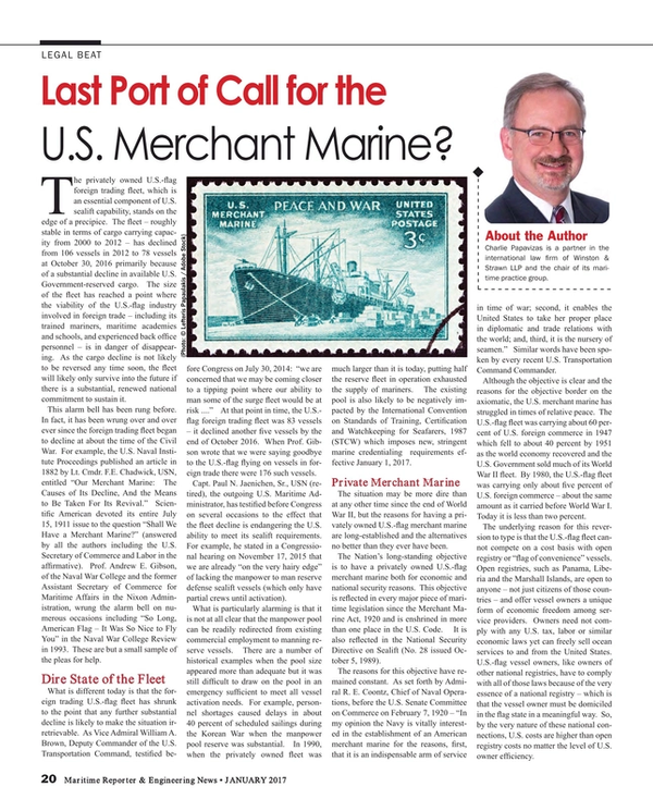 Maritime Reporter Magazine, page 20,  Jan 2017