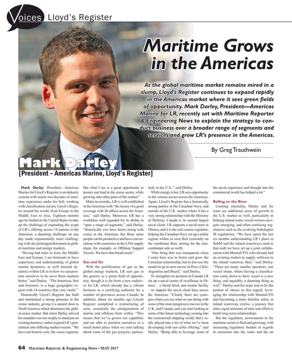 Maritime Reporter Magazine, page 64,  May 2017