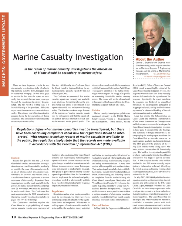 Maritime Reporter Magazine, page 10,  Sep 2017