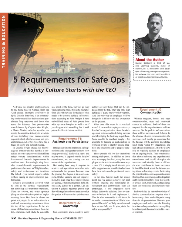 Maritime Reporter Magazine, page 22,  Nov 2017
