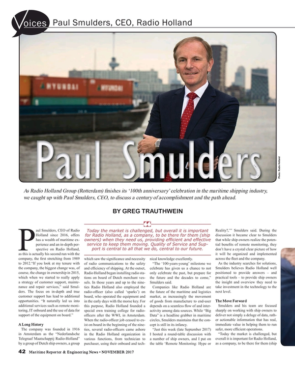 Voices: Paul Smulders, CEO, Radio Holland