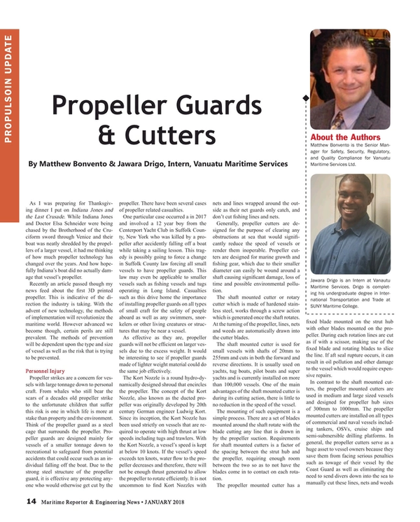 Maritime Reporter Magazine, page 14,  Jan 2018