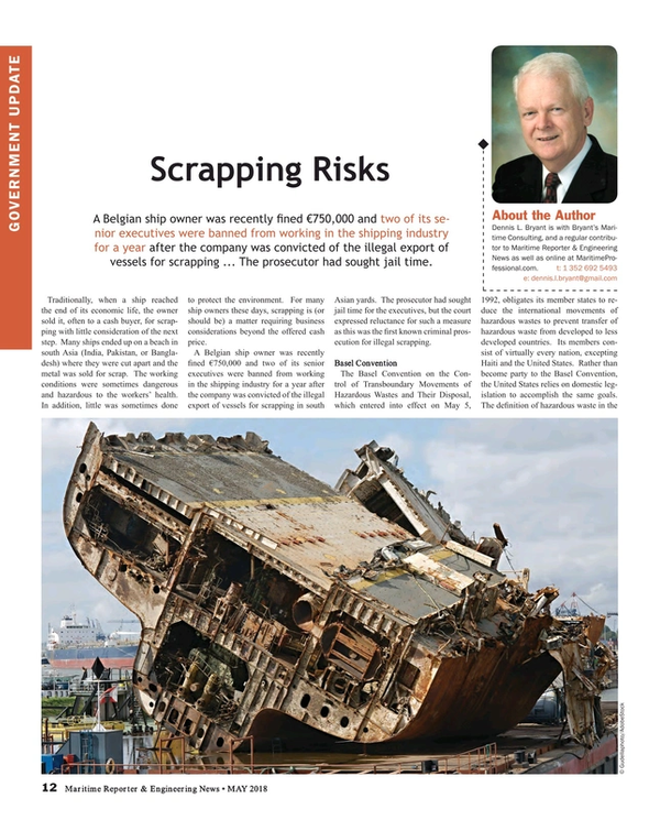 Maritime Reporter Magazine, page 12,  May 2018