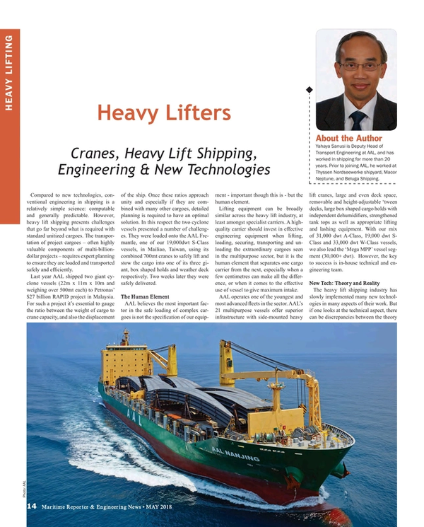 Maritime Reporter Magazine, page 14,  May 2018
