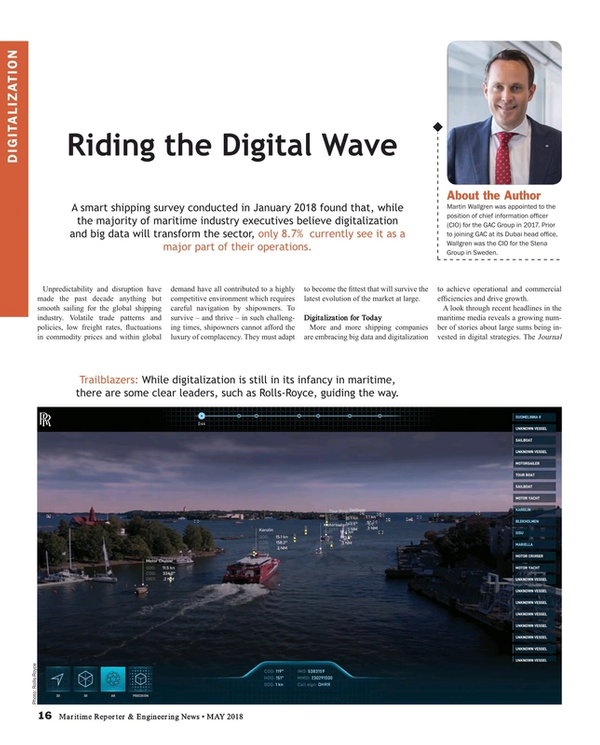 Maritime Reporter Magazine, page 16,  May 2018