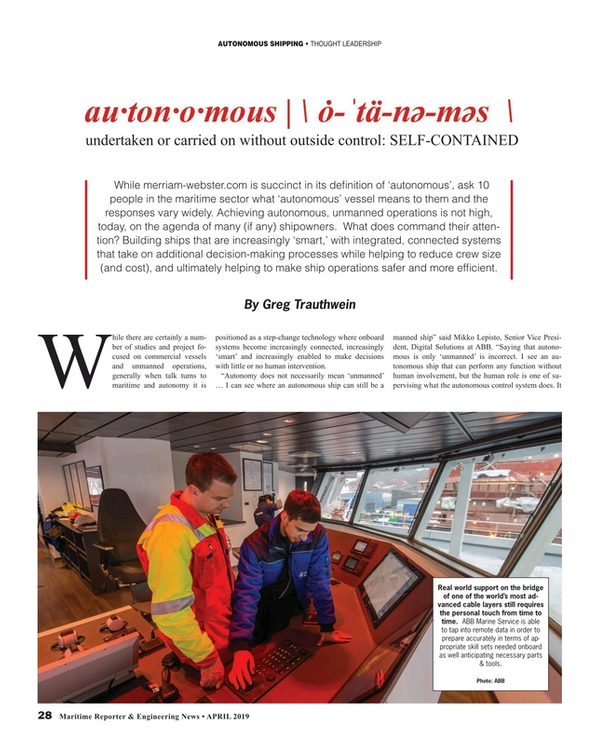 Maritime Reporter Magazine, page 28,  Apr 2019