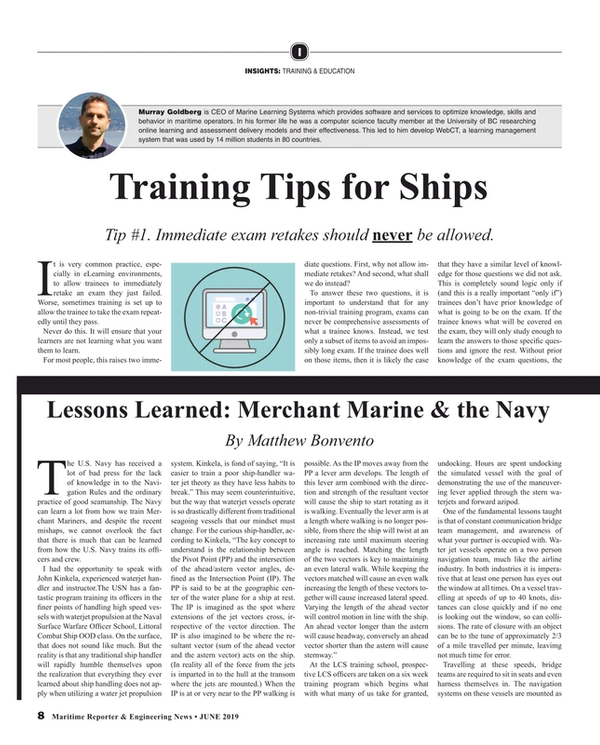 Maritime Reporter Magazine, page 8,  Jun 2019