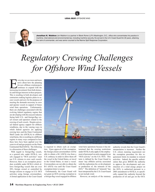 Maritime Reporter Magazine, page 14,  Jul 2019